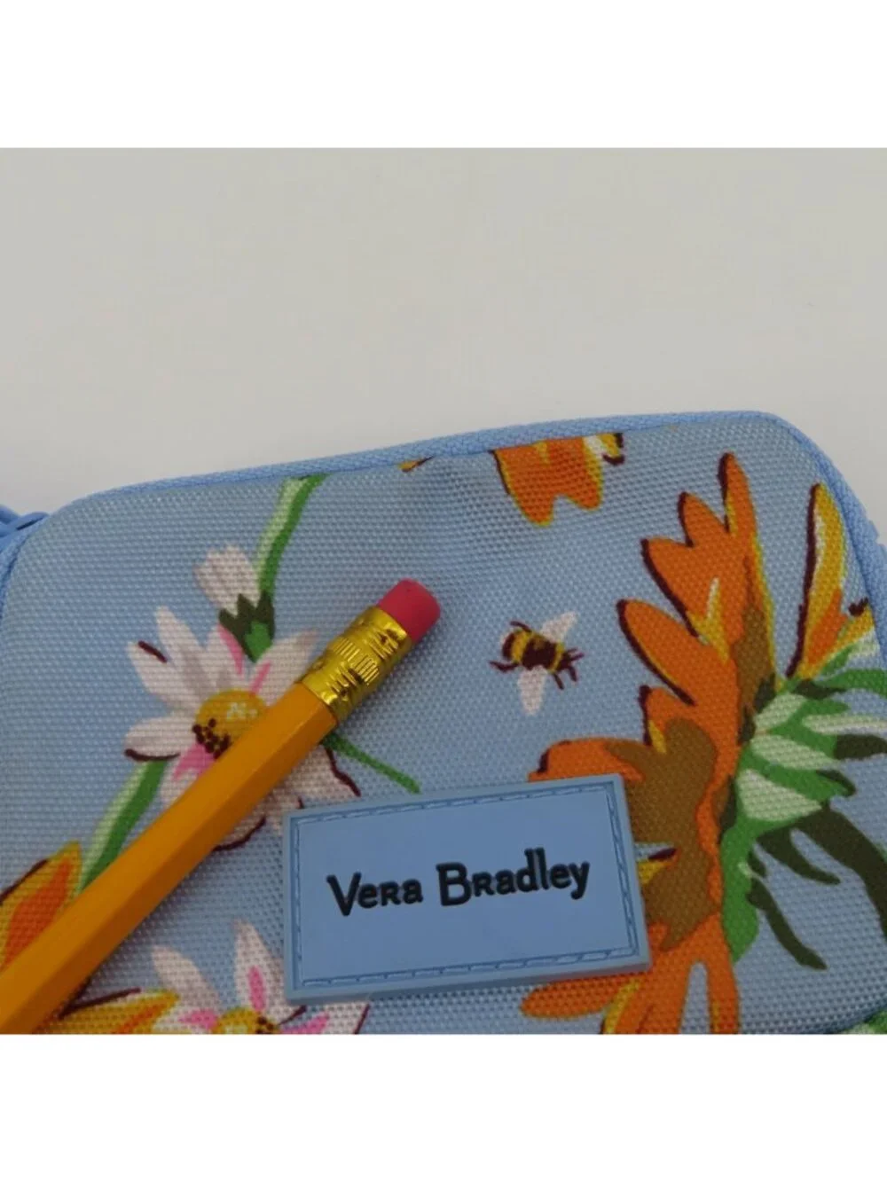 Vera Bradley Sunflower Sky RFID Zip Wristlet Wallet Flower Floral Bumble Bee